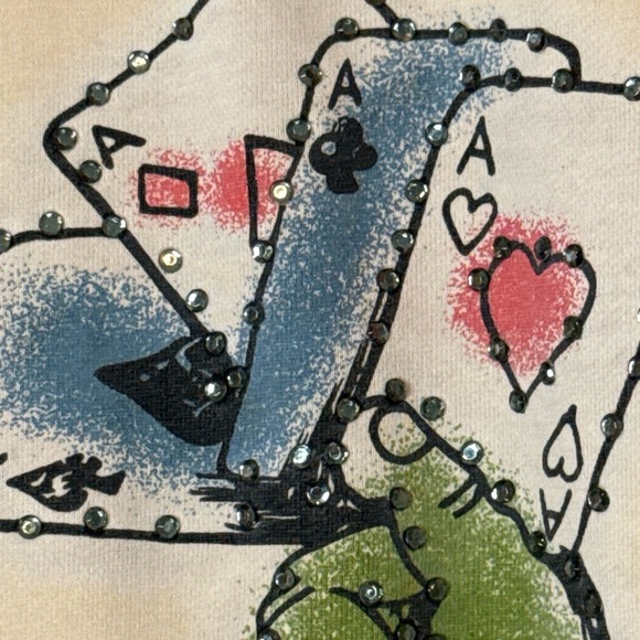 Vintage Y2K Circle of Life Death or Glory / Play On Rhinestone Thrashed Hoodie L - Picture 10 of 12